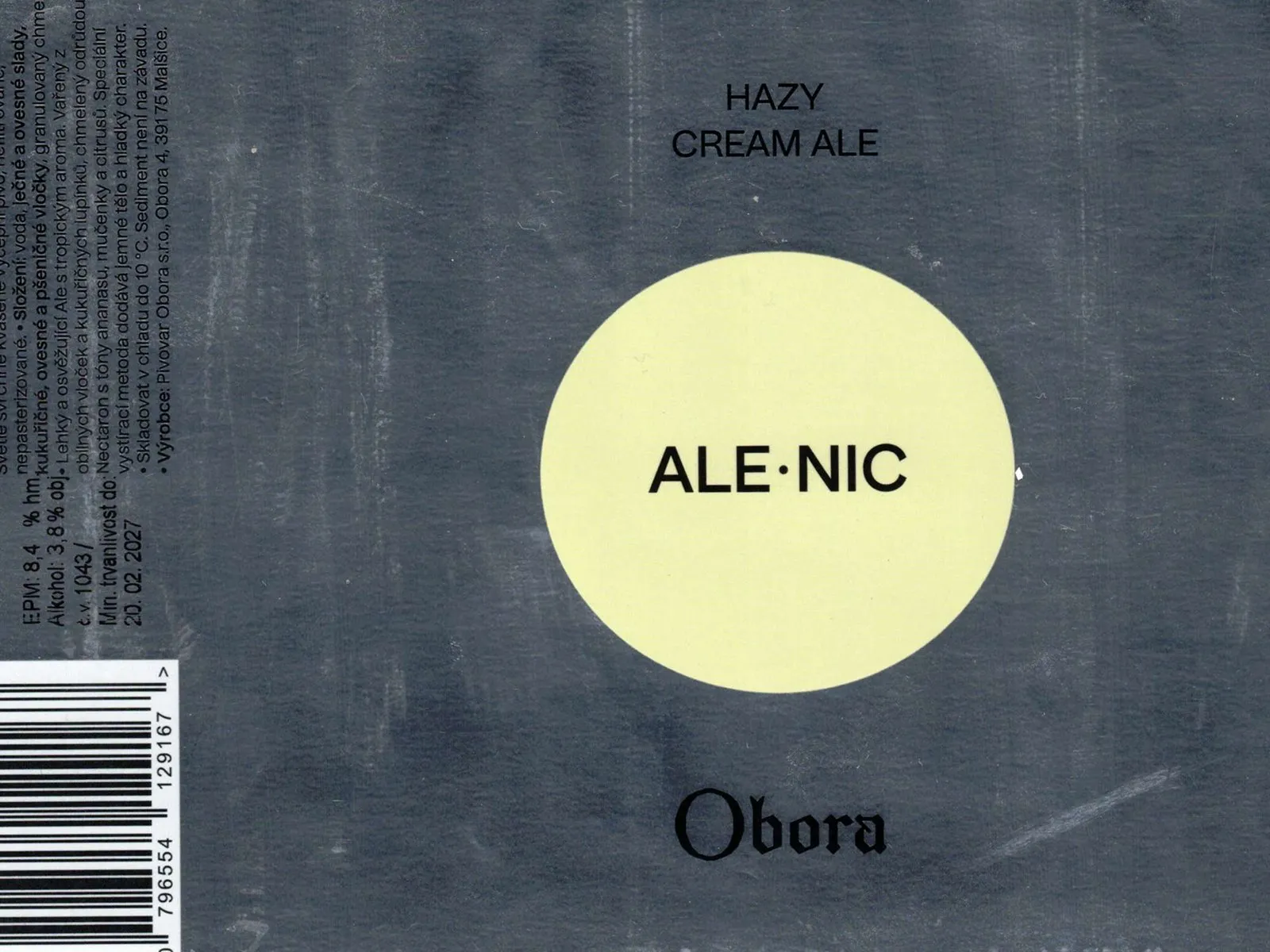 Ale Nic 8° — Hazy Cream Ale, Obora
