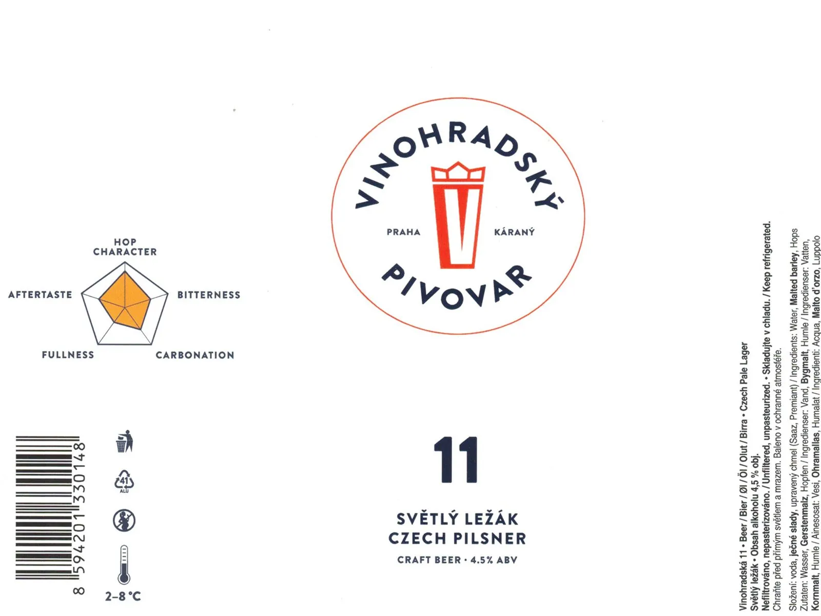 11° — Lager, Vinohradský pivovar